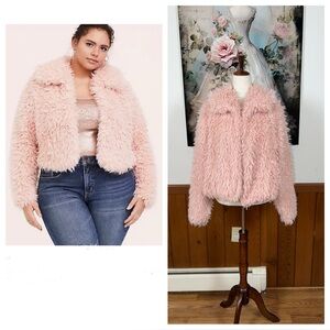 Super Cute Torrid Cropped Shaggy Pink Fur Coat!